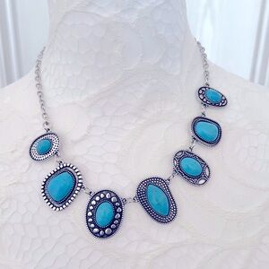 Turquoise and Silver Necklace -and Earrings